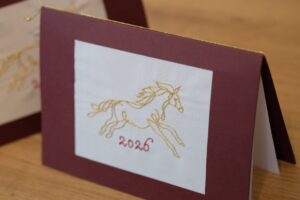 馬の刺繍カード